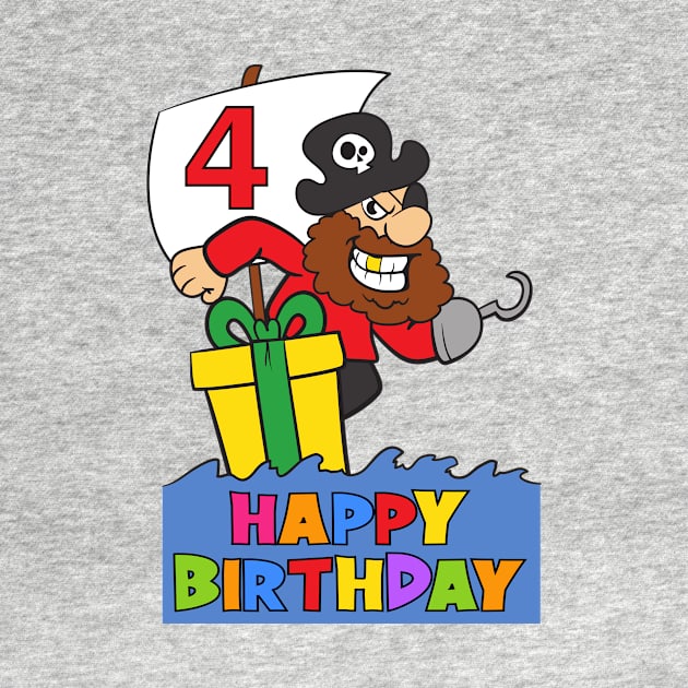 4th Birthday Party 4 Year Old Four Years by KidsBirthdayPartyShirts